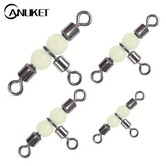10pcs Luminous Beads Cross Line Rolling Swivel Fishing Accessories