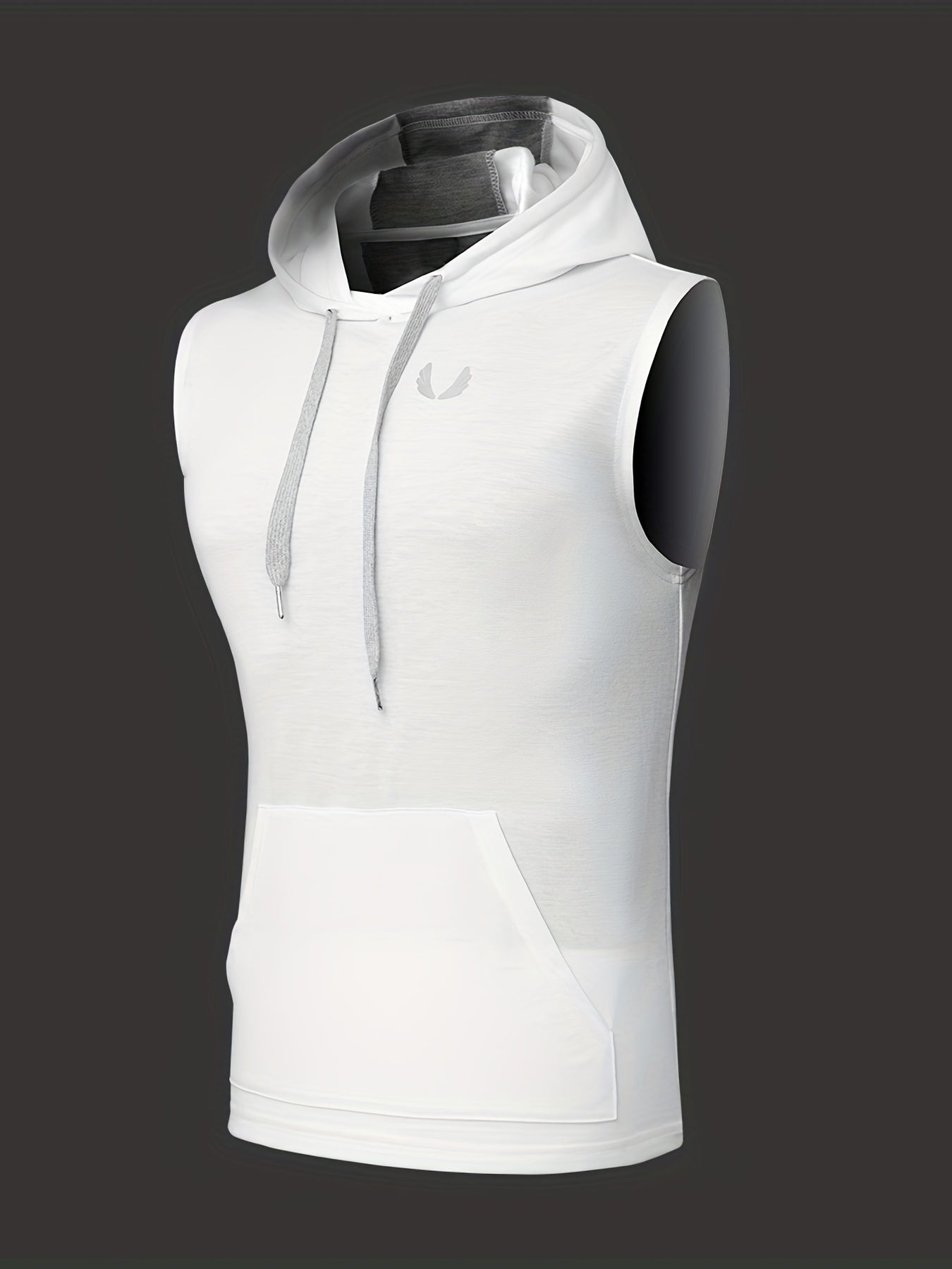 Men's Solid Hooded Sleeveless Sweatshirt Athletic Drawstring Tank Top