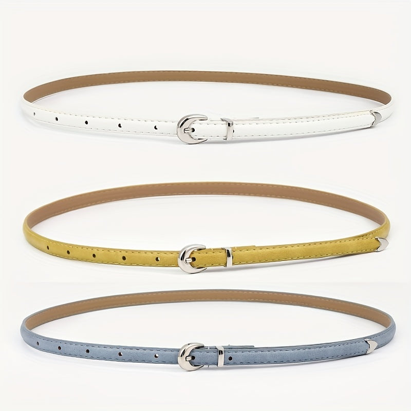 Oval Buckle PU Belt Candy Dress Pants Belt Women Thin Waist Belts