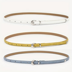 Oval Buckle PU Belt Candy Dress Pants Belt Women Thin Waist Belts