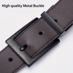 Men's Reversible Leather Belt with Rotated Buckle