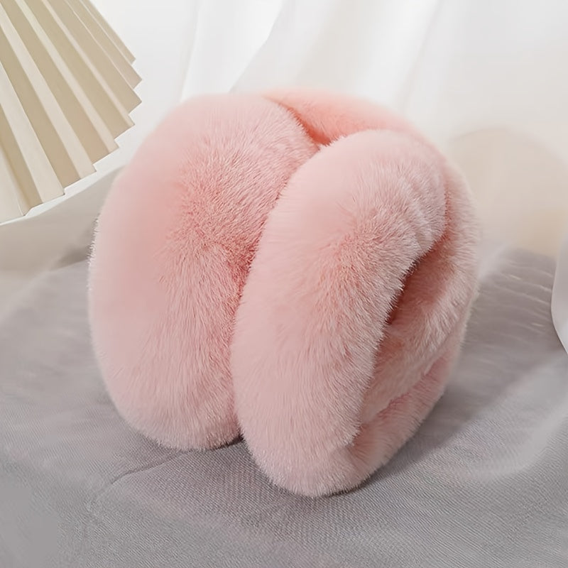 Winter Warm Ear Muffs Soft Lightweight Beige Foldable Cold Proof