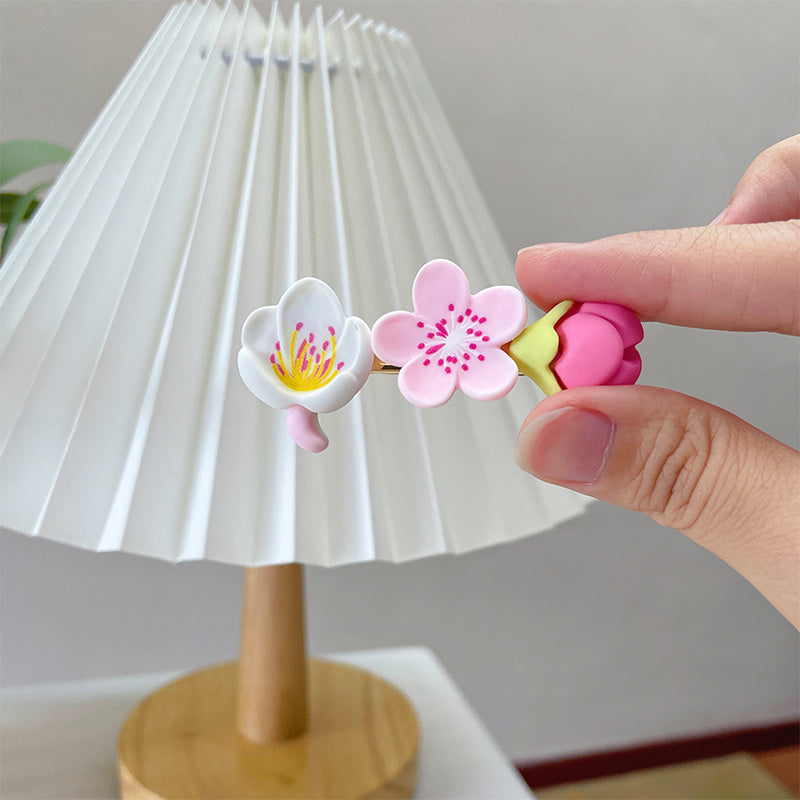 Peach Blossom Tulip Lily Hair Clips Barrette Scrunchie