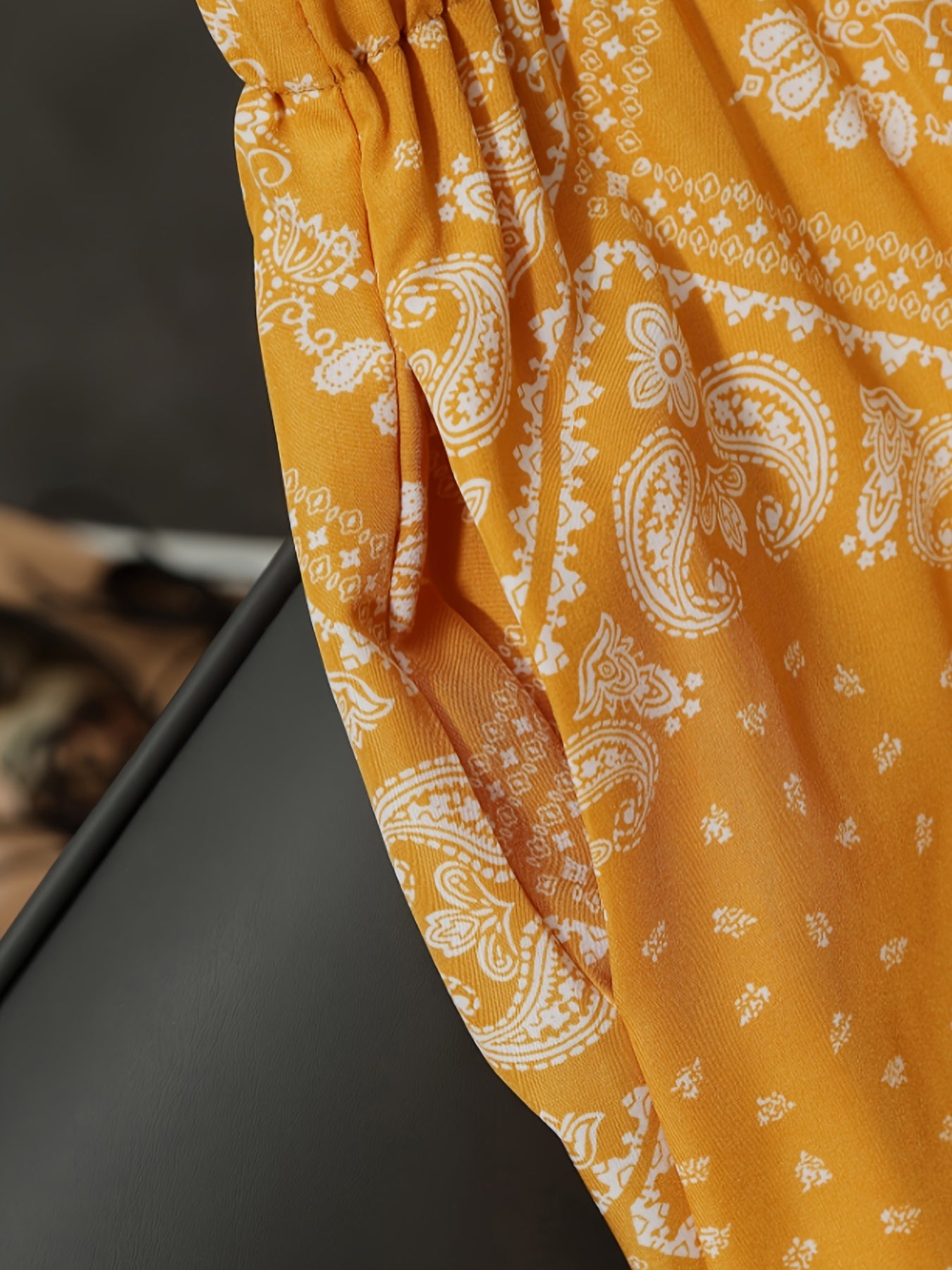 Boho Style Plus Size Wide Leg Pants with Pockets