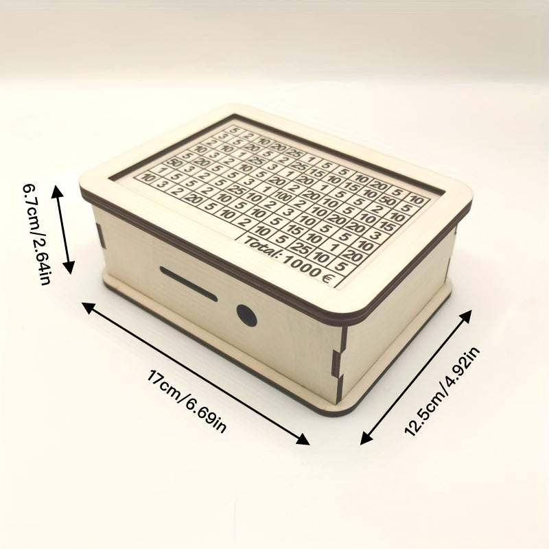 Creative Wooden Money Saving Box With 1000 500 Savings Plan Table