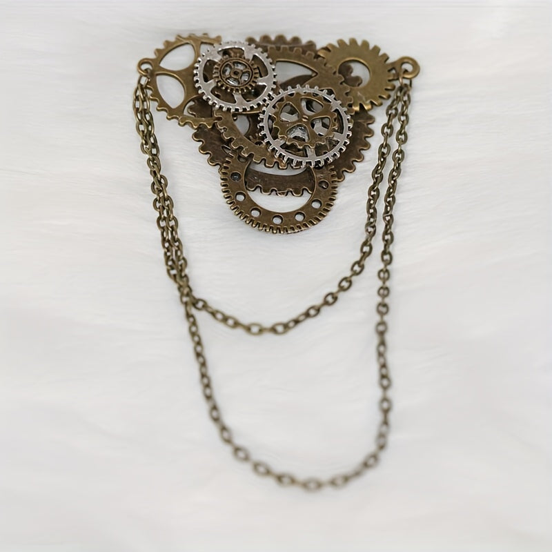 Steampunk Gear Brooch for Men