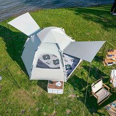 Durable Waterproof Camping Tent with Two Doors and Four Windows