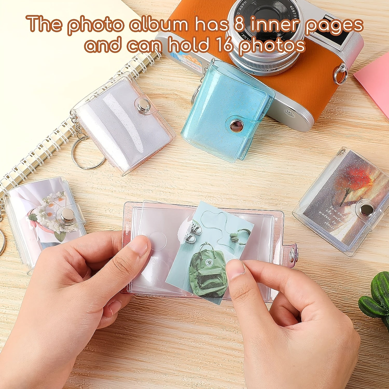 Mini Photo Album Keychain 16 Pockets for Picture Storage Book