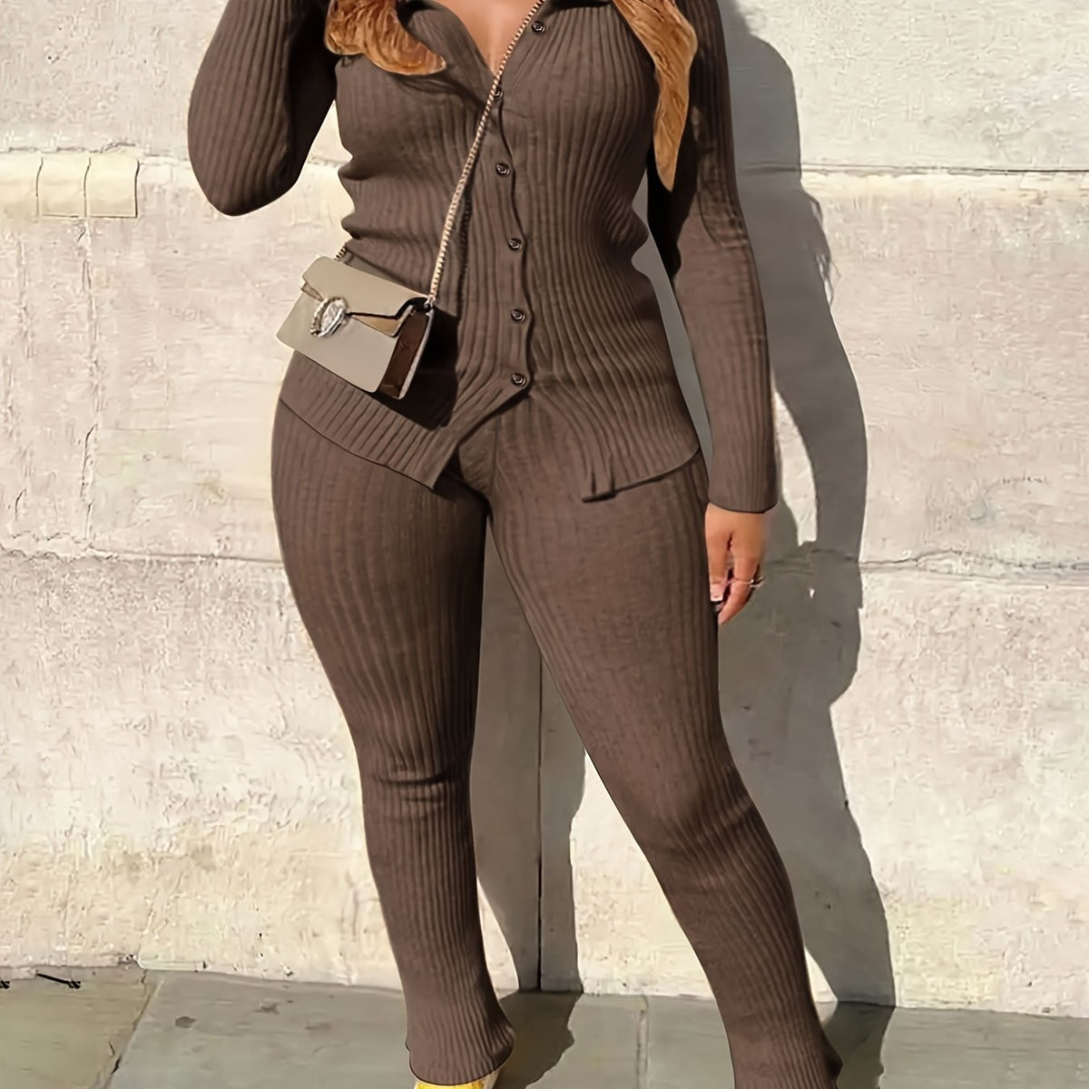  Sexy Outfits: Ribbed Knit Top & Pants Set