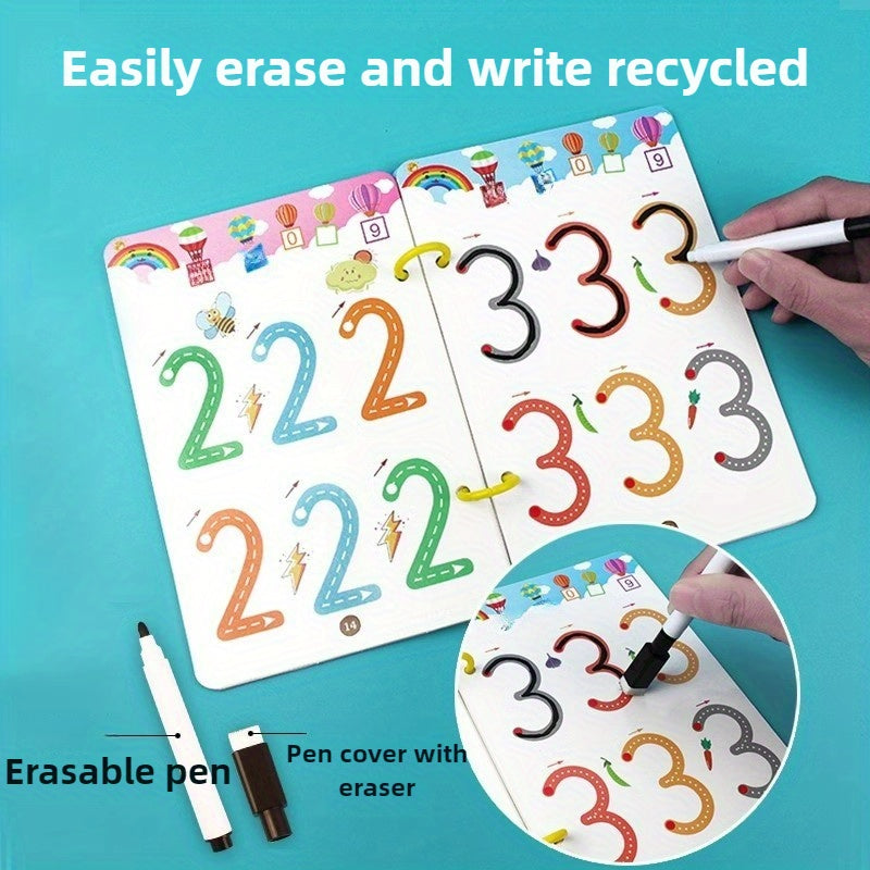 34 Page Control Pen Exercise Book Set for Kids, Erasable Pens