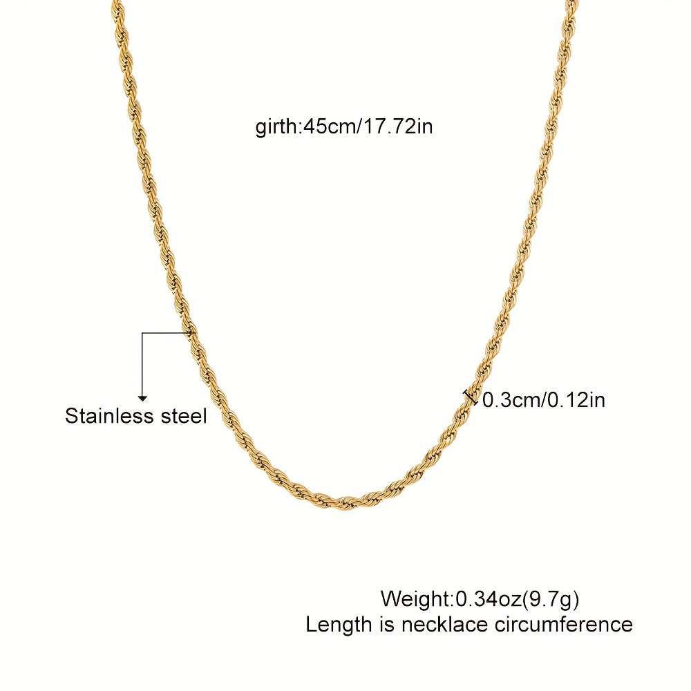Stainless Steel Twist Chain Necklace Unisex Neck Jewelry