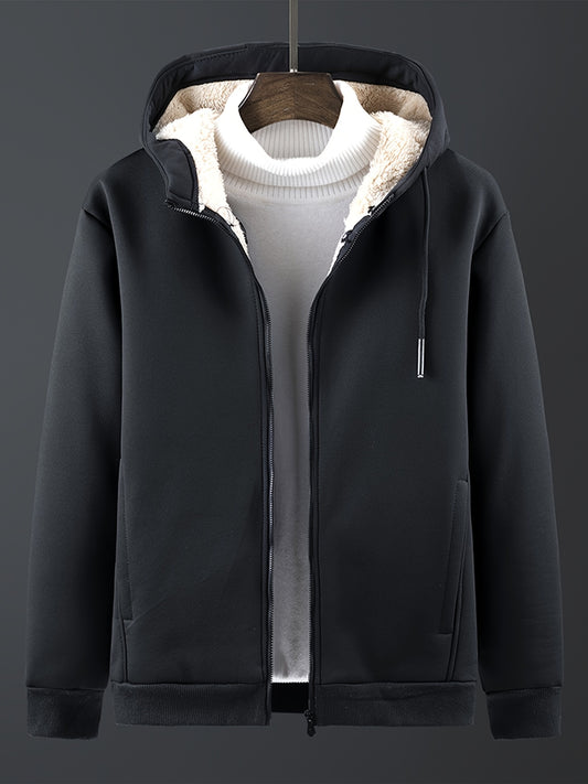 Men's Sherpa Lined Hoodie Zip Up Sweatshirt Warm Jacket