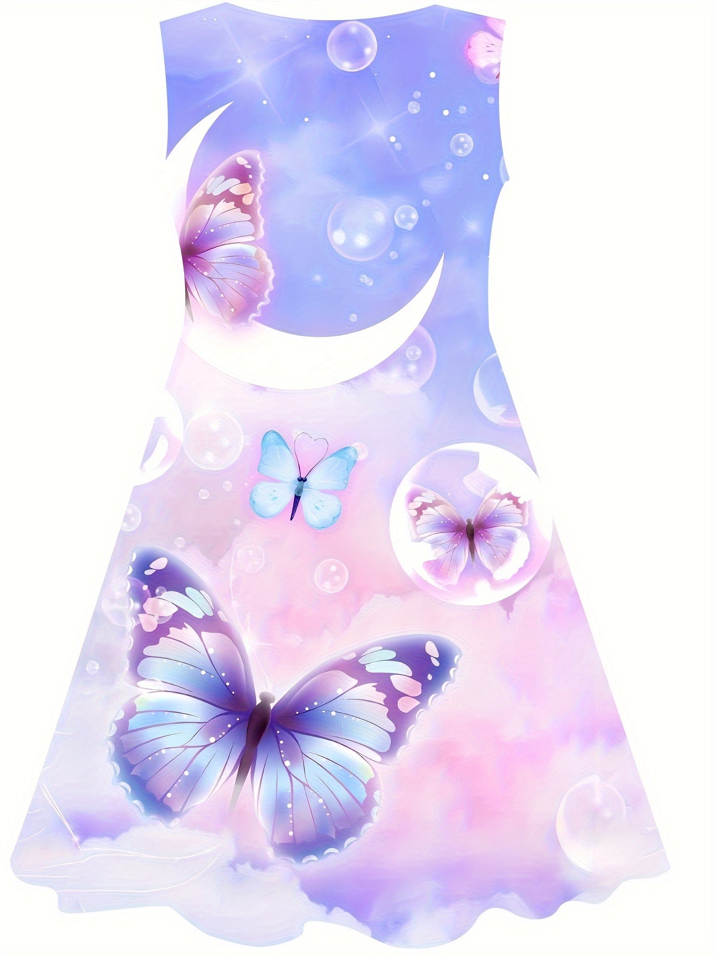 Dreamy Butterfly Print Dress Girls Sleeveless Summer Party Gift