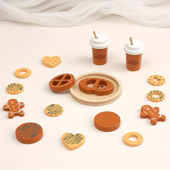 Kids Wooden Coffee Cookie Toy Set with Tray - Perfect Birthday Gift