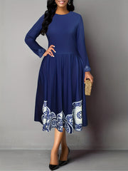 Geometric Print Plus Size Boho Maxi Dress