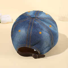 Denim Y2K Baseball Cap Rhinestone Decor Washed Distressed Sun Hat