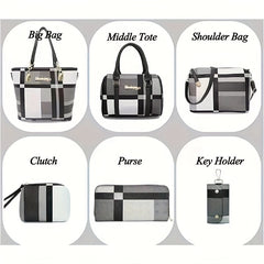 6 Pcs Womens Handbags Tote Bags Shoulder Bag Purses Satchel Bag