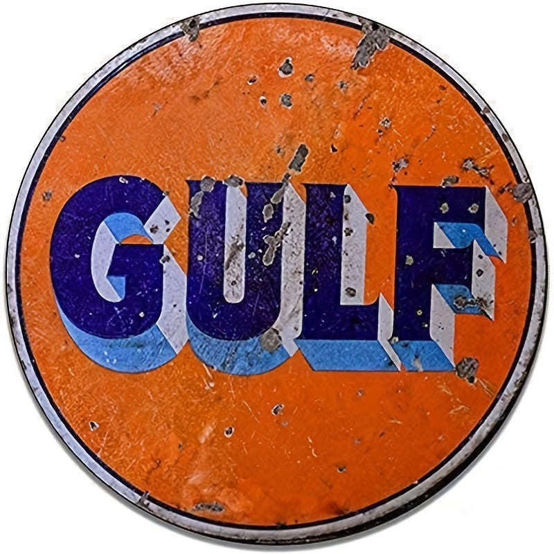 Vintage Round Metal Sign Bay Gasoline Sign 12 Inches Diameter