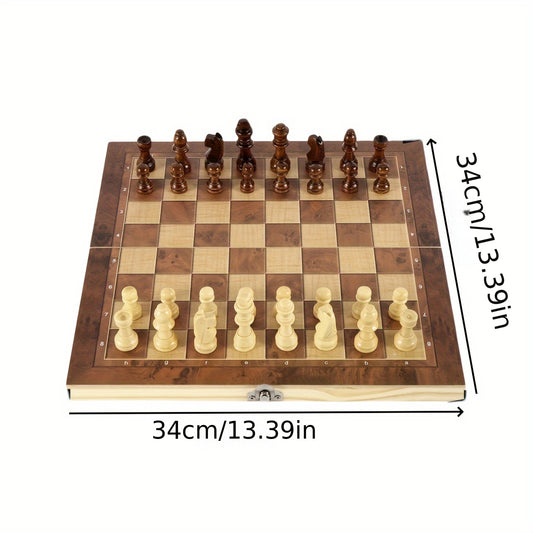 Wooden Checkerboard Puzzle Chess Set