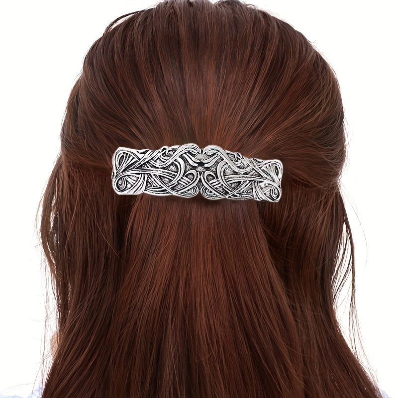 Vintage Viking Pattern Hair Clip French Barrette Ponytail Holder