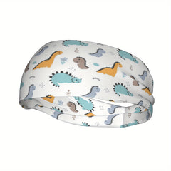 Dinosaur Sports Headband Sweat Wicking Stretchy Breathable Polyester Unisex