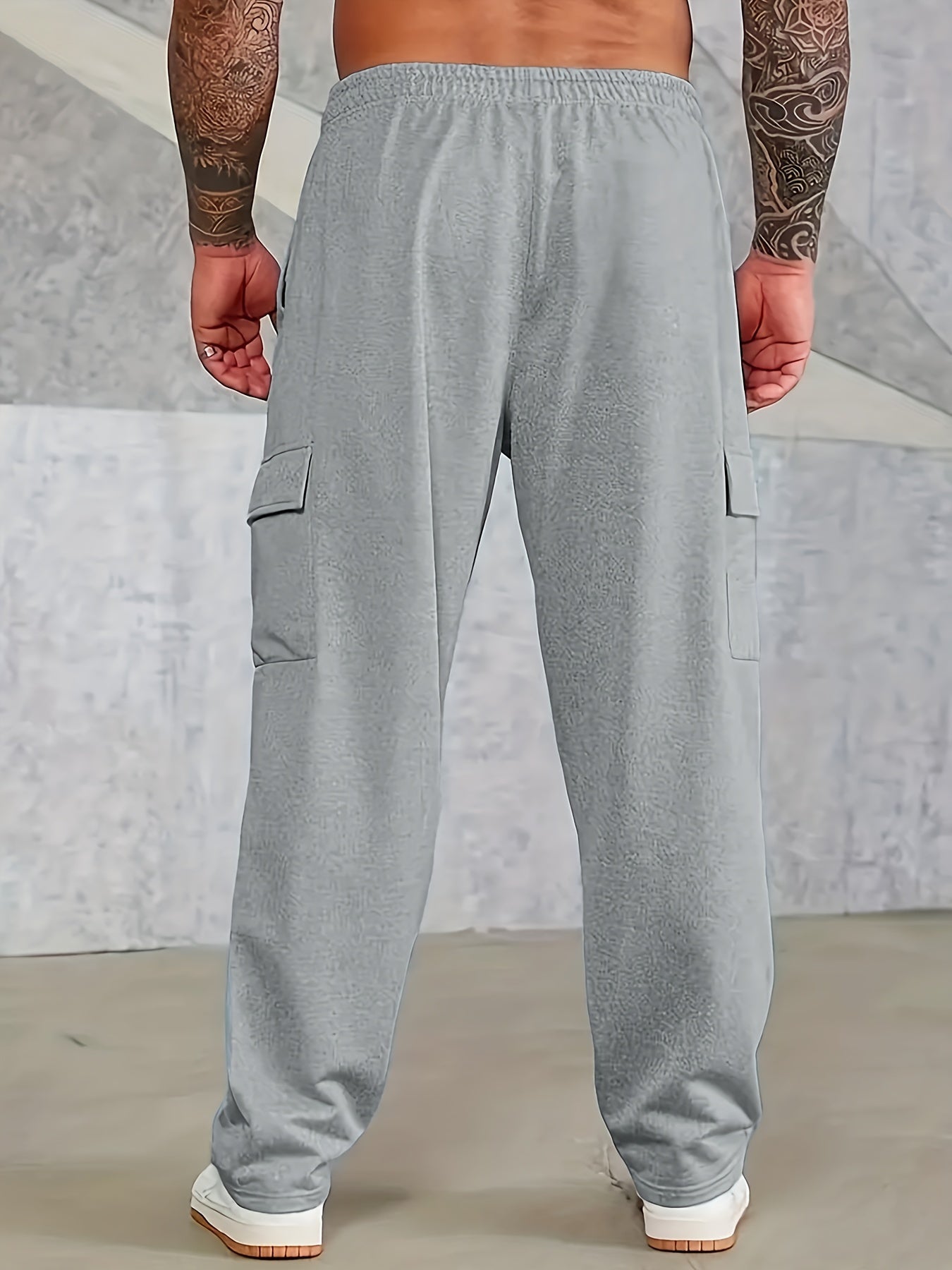 Men's Solid Straight Leg Cargo Pants for Hiking