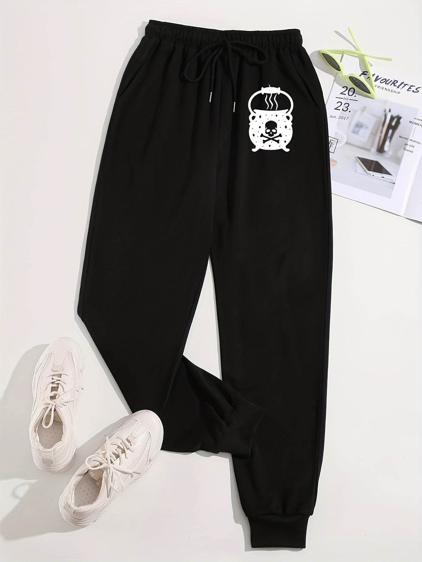  Halloween Skull Print Fitness Pants