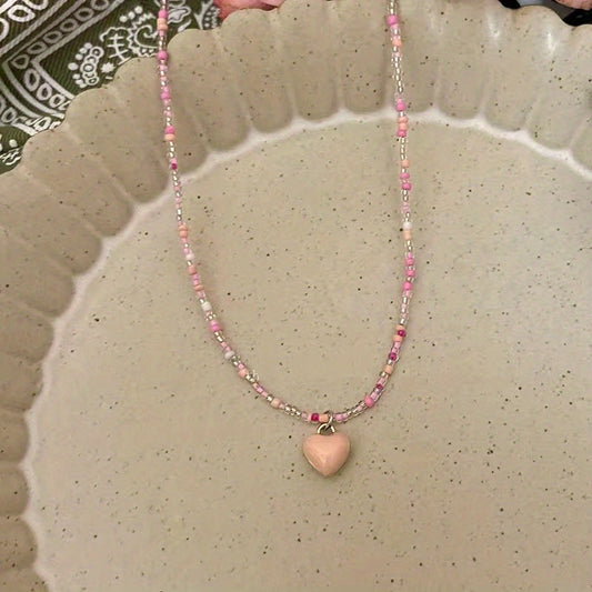Y2K Candy Chain Beads Necklace Colorful Clavicle Love Summer Jewelry Gift