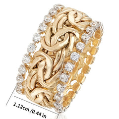 Vintage Golden Braided Rhinestone Men's Ring