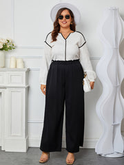  High Rise Wide Leg Trousers With Pockets