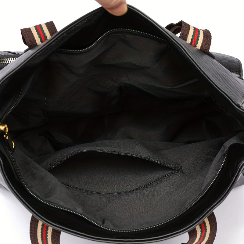 Vintage Faux Leather Tote Bag Crossbody Large Handbag for Work School