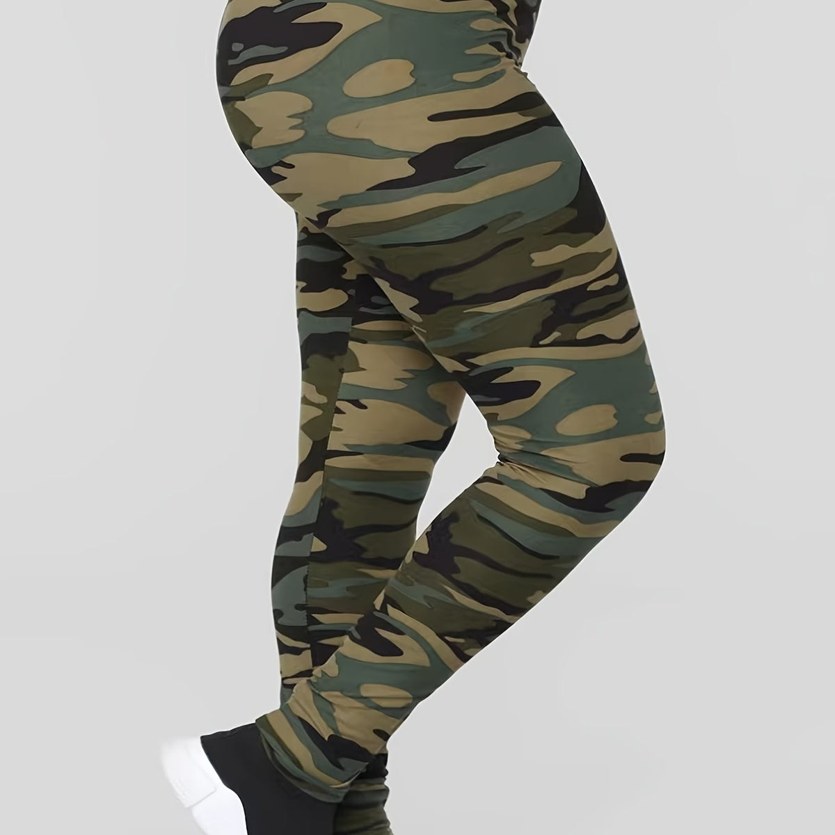 Women's Plus Camo Print High Rise Skinny Leggings