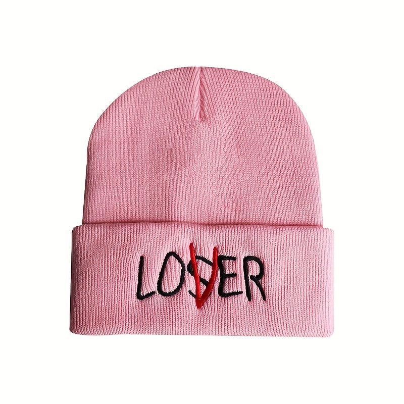 Unisex Skiing Pullover with LOSER Embroidery Knit Hat