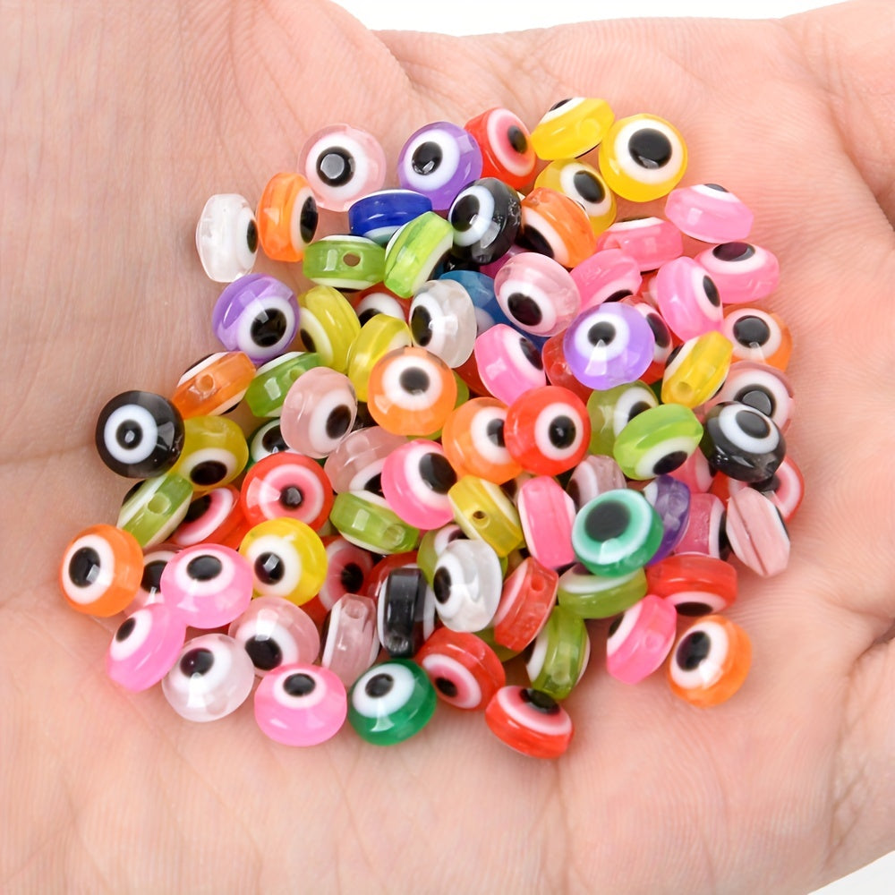 50-100pcs Evil Eye Beads Oval Spacer Resin DIY Charms for Jewelry Making