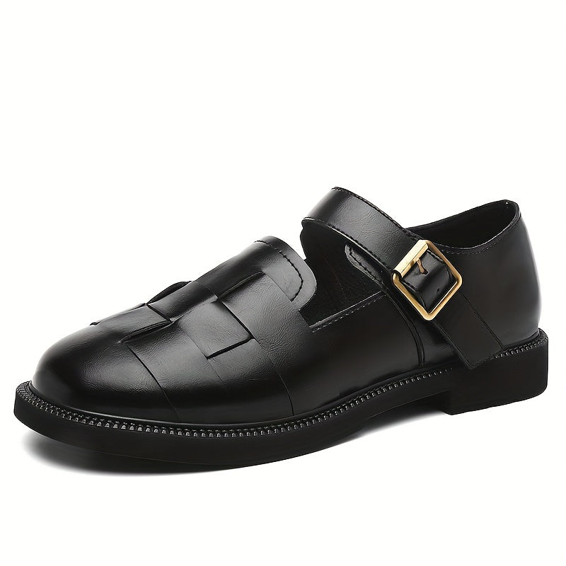 Women's British Style Loafers with Ankle Buckle Strap