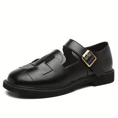 Women's British Style Loafers with Ankle Buckle Strap