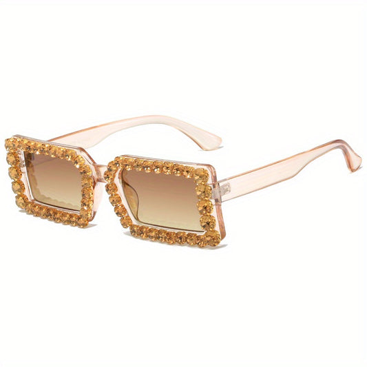 Y2K Rhinestone Rectangle Sunglasses for Women