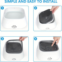 1L Pet Water Bowl No Spill Slow Feeder Dispenser