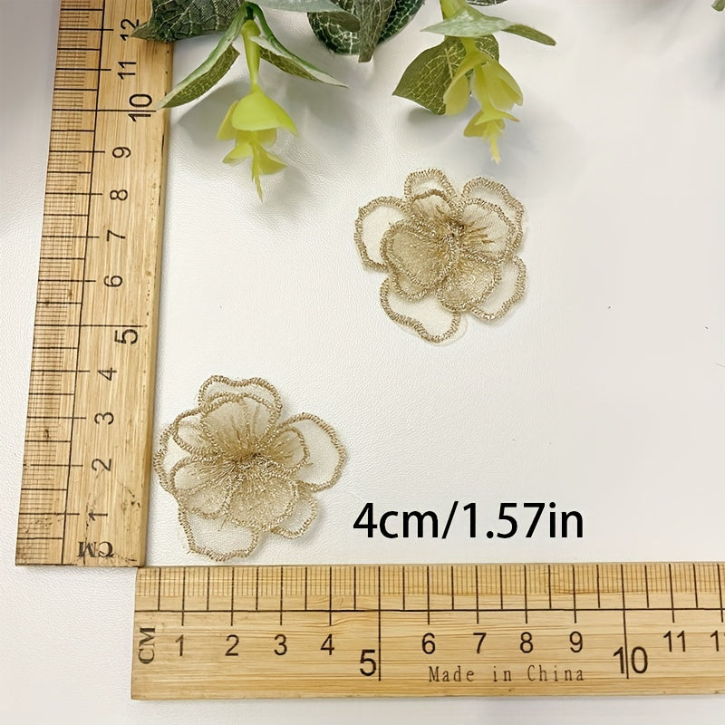 10pcs Lace Flower Patches DIY Clothing Appliques For Dress C