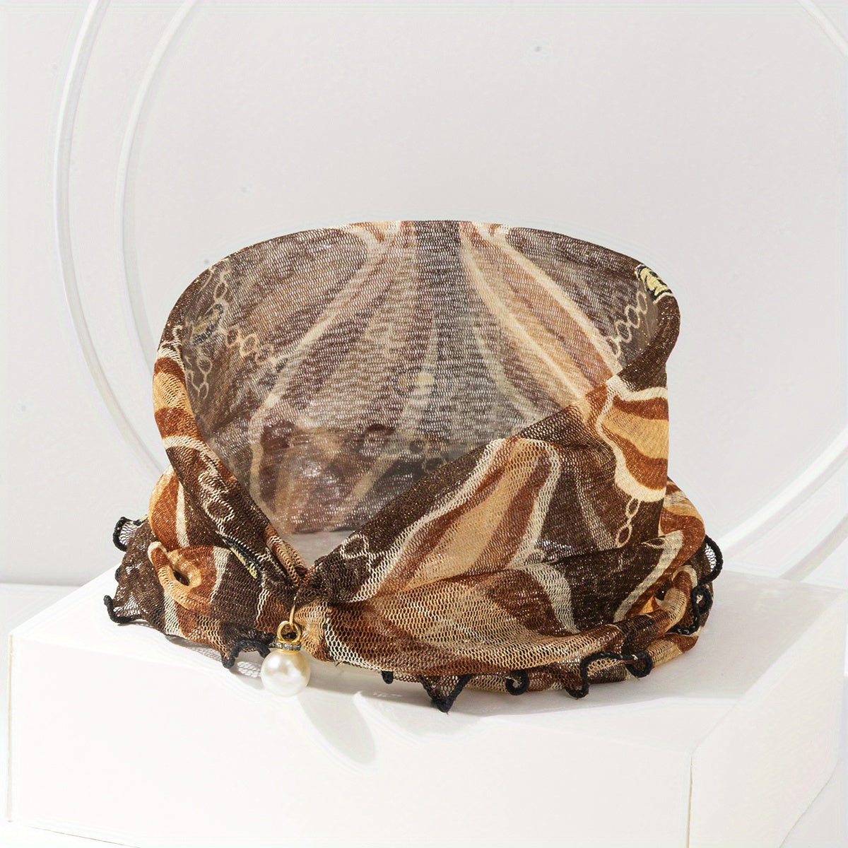 Leopard Chain Print Ruffle Scarf Elastic Neckerchief Breathable Infinity Scarf