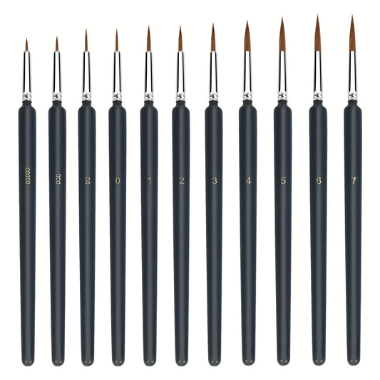 11 Micro Brushes Fine Detail Nib Brush Set With Ergonomic Handle