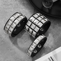 Rock PU Leather Bracelet with Willow Bracelet