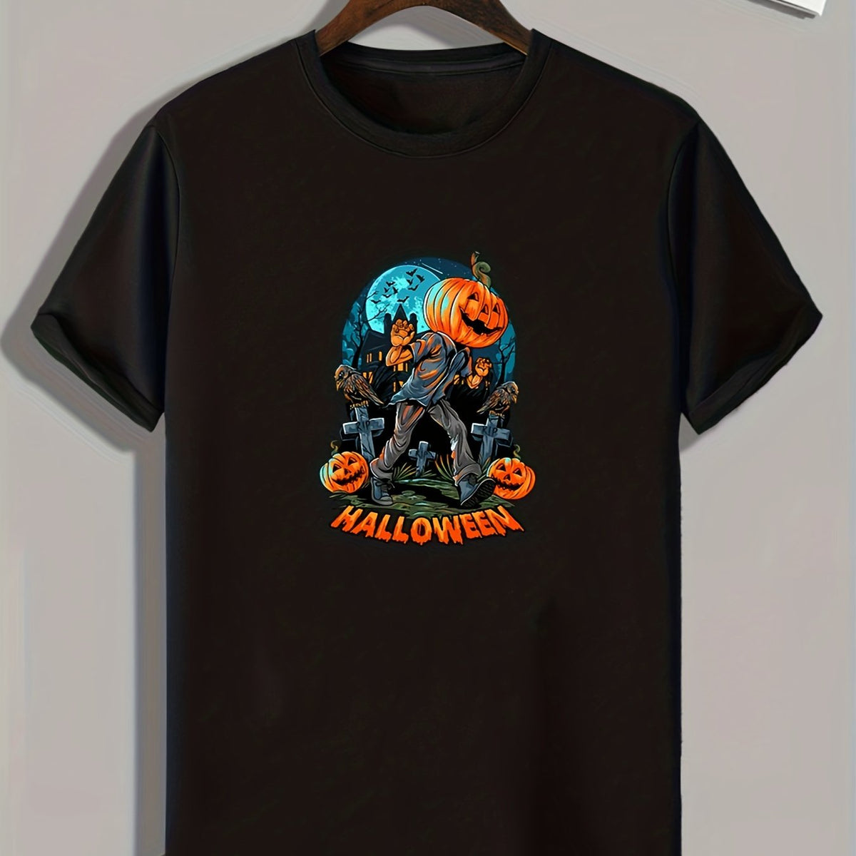 Halloween Pumpkin Man Pattern T shirt For Men Short Sleeve Top