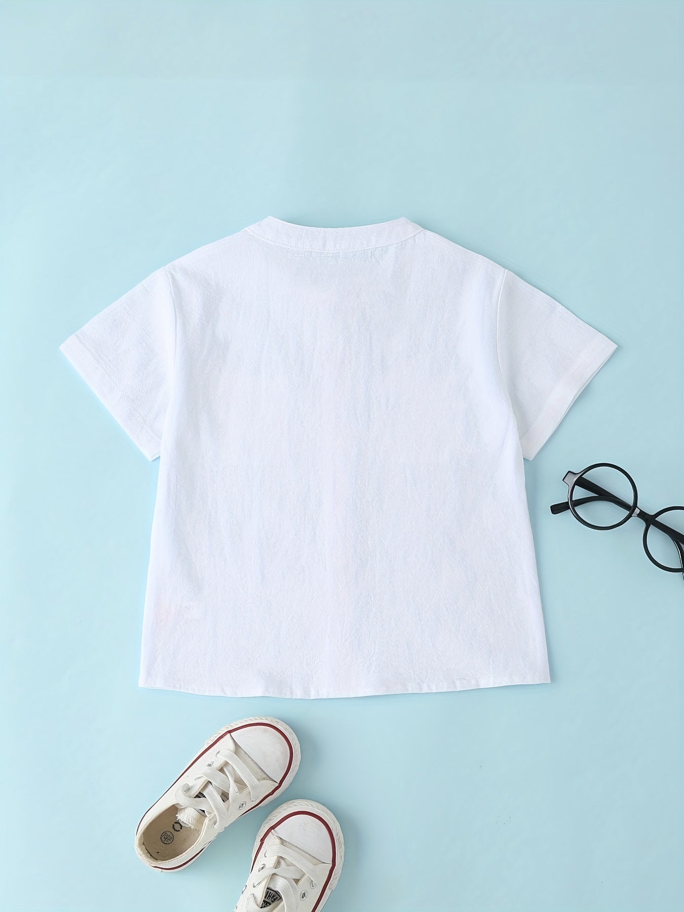 Boys Short Sleeves Stand Collar Shirt For Summer Kids Clothes