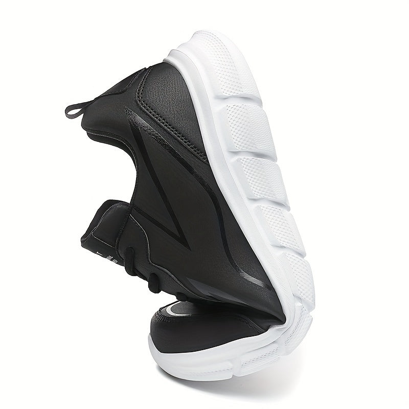 PLUS SIZE Men's Solid Running Shoes Comfy Non Slip Lace Up Sneakers