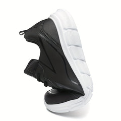 PLUS SIZE Men's Solid Running Shoes Comfy Non Slip Lace Up Sneakers