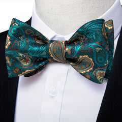 Men's Silk Paisley Bow Tie Set for Wedding Formal Event