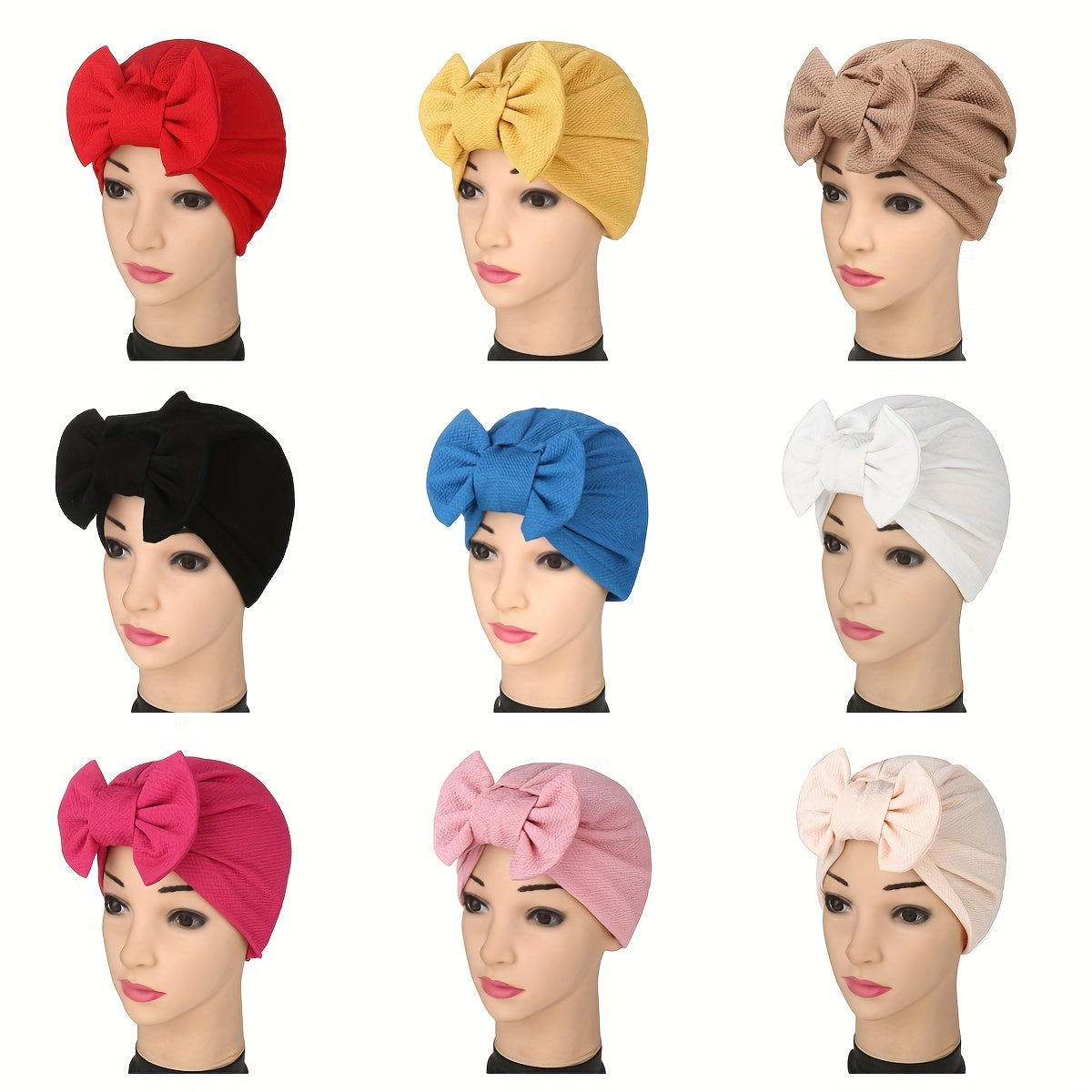 Pleated Turban Cap Elastic Head Wrap Lightweight Beanie Headscarf Hijab Hats