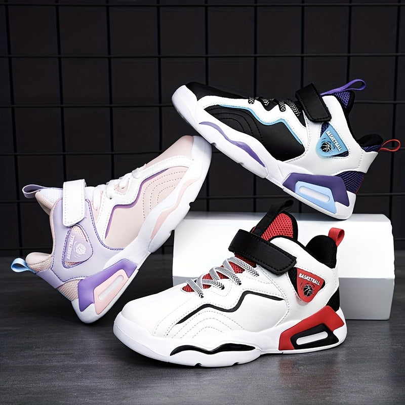 Boy's Block Basketball Shoes Hook Loop Comfy Breathable Non Slip