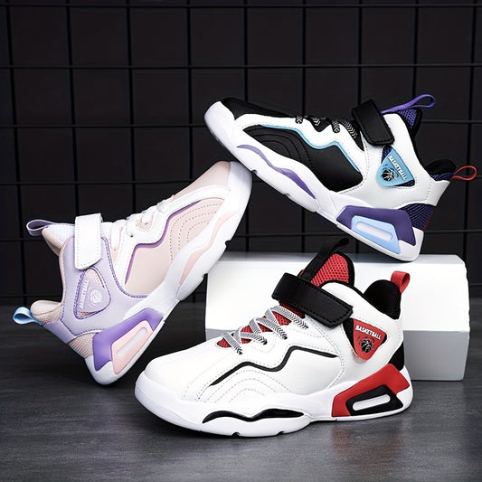 Boy's Block Basketball Shoes Hook Loop Comfy Breathable Non Slip
